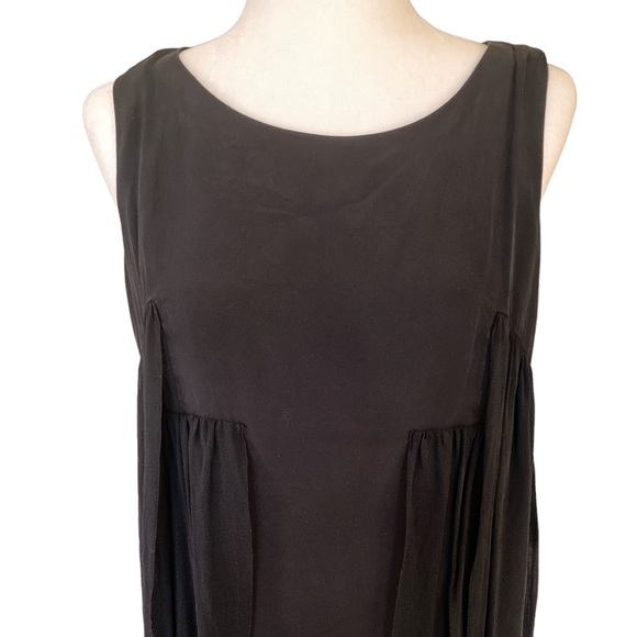Lafayette 148 Silk Black Semi Sheer Overlay Layered crinkle Tunic Top Dress - 10 - Picture 3 of 12